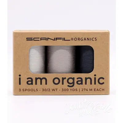 Scanfil Organic Cotton 30wt 3 Spool Thread Set Storm Greys