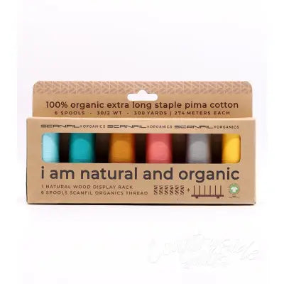 Scanfil Organic Cotton 30wt 6 Spool Thread Set with Rack Fashion Mix