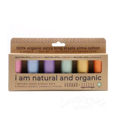 Scanfil Organic Cotton 30wt 6 Spool Thread Set with Rack Pastels