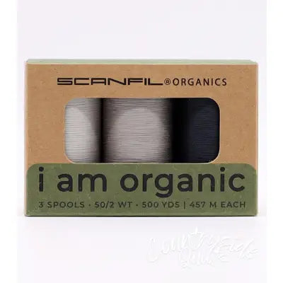 Scanfil Organic Cotton 50wt 3 Spool Thread Set Storm Greys