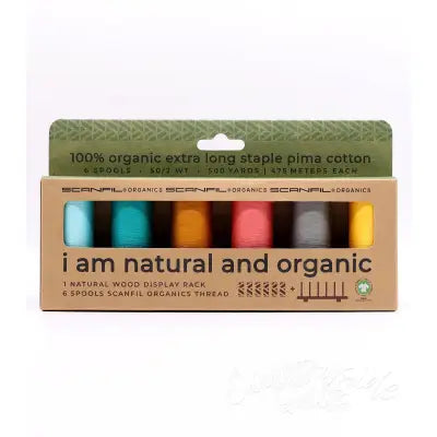 Scanfil Organic Cotton 50wt 6 Spool Thread Set with Rack Fashion Mix