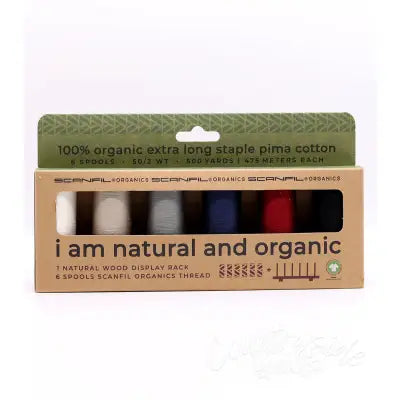 Scanfil Organic Cotton 50wt 6 Spool Thread Set with Rack Neutrals