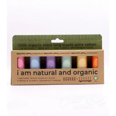 Scanfil Organic Cotton 50wt 6 Spool Thread Set with Rack Pastels