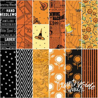 Scary Scraps 1 Yard Bundle Black, 13pcs