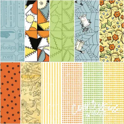 Scary Scraps 1 Yard Bundle Blue, 11pcs