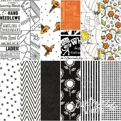 Scary Scraps 1 Yard Bundle White, 13pcs