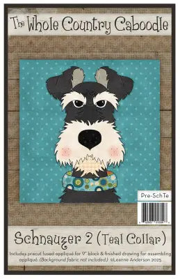 Schnauzer 2 Teal Collar Precut Fused Applique Pack