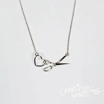 Scissor & Heart Charm Necklace Silver