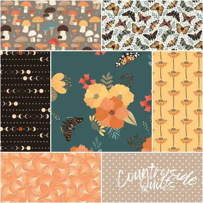 Secret Garden 1 Yard Bundle Teal, 7 Pcs.