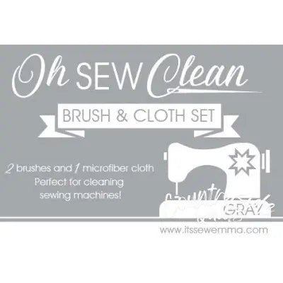 Oh Sew Clean Brush and Cloth Set Grey