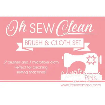 Oh Sew Clean Brush and Cloth Set Pink