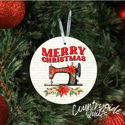 Sewing Machine with Poinsettia Ornament