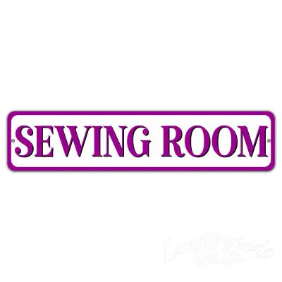 Sewing Room Purple 4in x 18in  Aluminum Sign