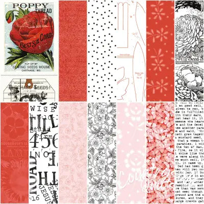 Sewing Seeds III 1 Yard Bundle Red, 13pcs/bundle