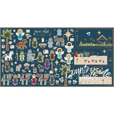 Silent Night Felt Nativity Panel 36in