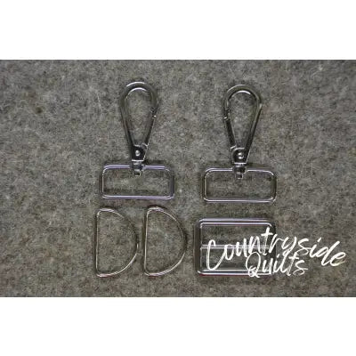 Silver 1-1/4in Wide Bag Strap Hardware 5pc