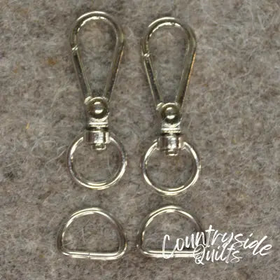 Silver 1/2in Narrow Back Strap Hardware 4pc