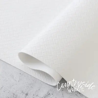 Simply White Basket Weave Faux Leather 5yds