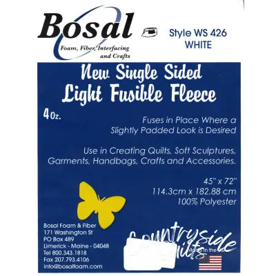 Single Sided Light Fusible Fleece 45in x 72in