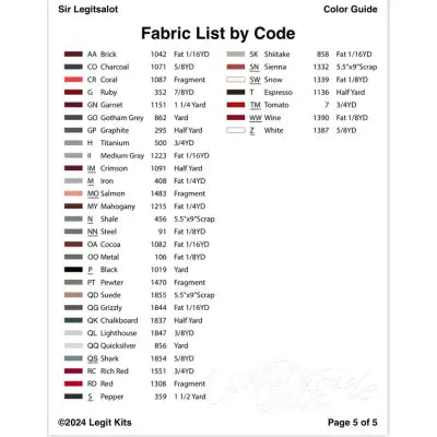 Sir Legitsalot Quilt Kit