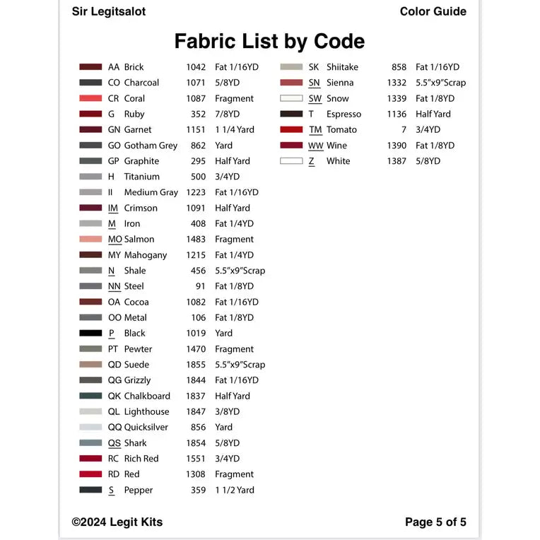 Sir Legitsalot Quilt Kit QK058
