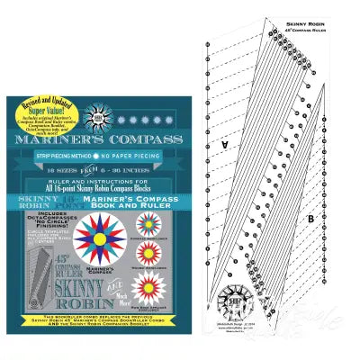 Skinny Robin 16 Point Mariner's Compass Book and Ruler Combo