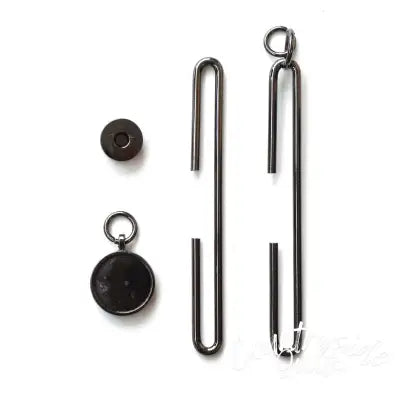 Slide Clasp with Magnet 4 (10cm) Metallic Black Flat"