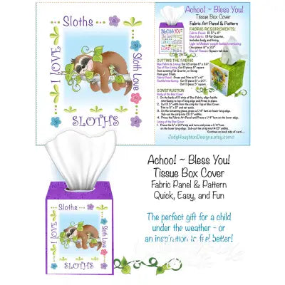 Sloth Tissue Box Panel and Pattern