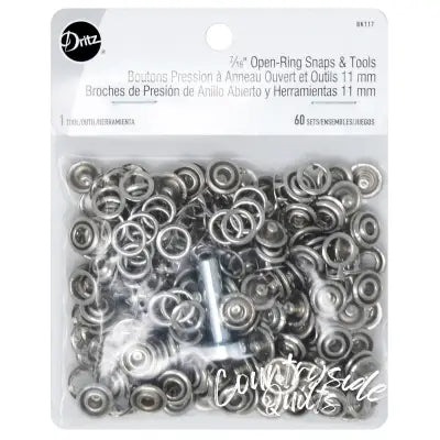 Snap Fasteners 2 Open Ring Sides Size 16 Nickel Includes Snaps & Tool