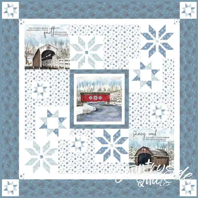 Snowflakes Over Covered Bridges Quilt Store Display - Covered Bridges in Winter