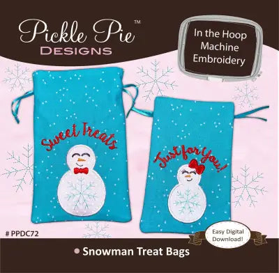 Snowman Treat Bags In the Hoop Machine Embroidery Design