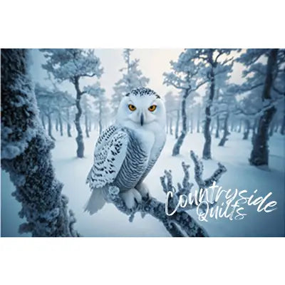 Snowy Owl on Branch Panel 20.5in x 17in