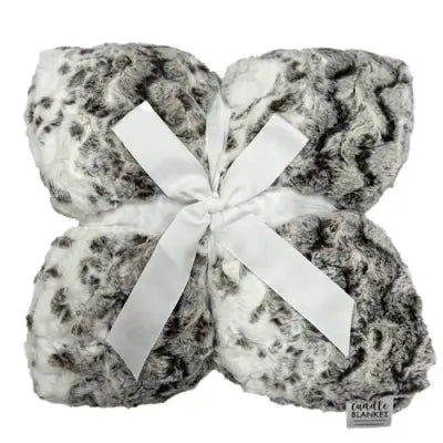 Snowy Owl Pewter Luxe Cuddle Finished Blankets 60x72