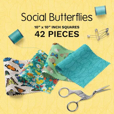 Social Butterflies 10 Inch Square Pack - 42 Asst