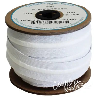 Soft Draw Cord Elastic 1-1/4in x 12yd White