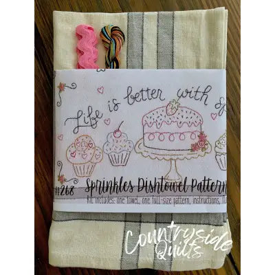 Sprinkles Embroidery Dishtowel Kit