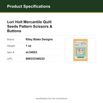 Product Specifications – Lori Holt Mercantile Quilt Seeds Pattern Scissors & Buttons