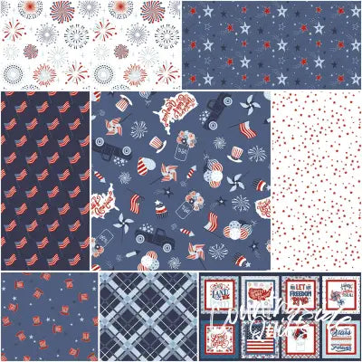 Stars and Stripes Forever 1 Yard Bundle Blue, 8pcs/bundle