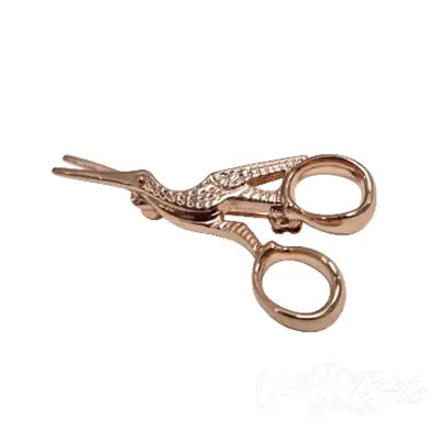Stork Scissor Brooch Pin Rose Gold