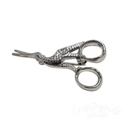 Stork Scissor Brooch Pin Silver