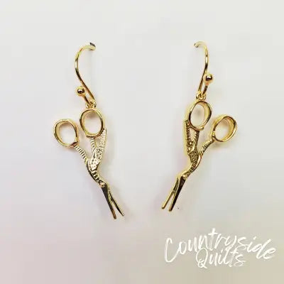 Stork Scissor Drop Earring Gold