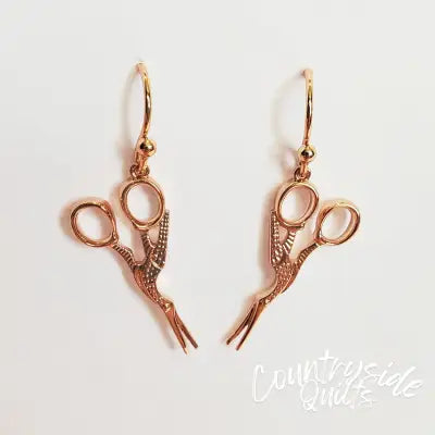 Stork Scissor Drop Earring Rose Gold