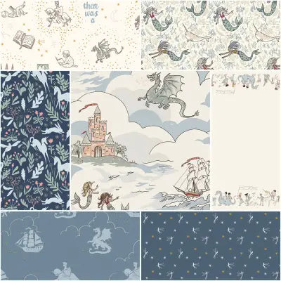 Story Land 1 Yard Bundle Blue, 7pcs