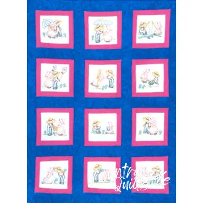 Sunbonnet Sue & Sam Theme Quilt Blocks 9in Square