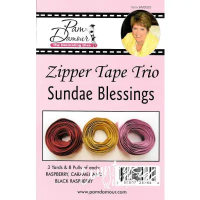 Sundae Blessings 3 yards of Reversible Coil Zipper Tape with 8 Slides