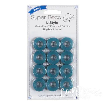 Super Bobs MasterPiece Cotton 70yd Prewound Bobbins 12ct L-Style Gone Fishing