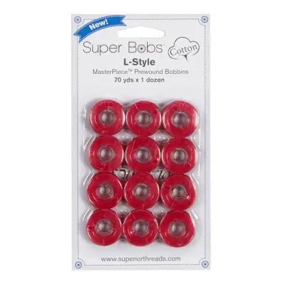 Super Bobs MasterPiece Cotton 70yd Prewound Bobbins 12ct L-Style Smart Alex