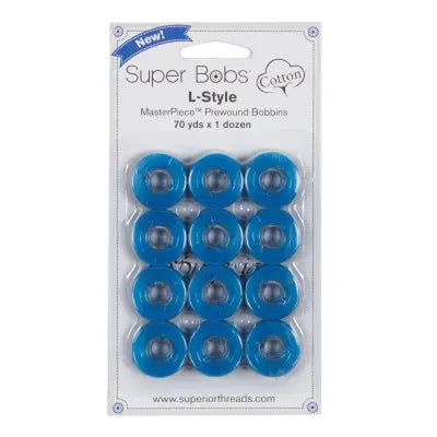 Super Bobs MasterPiece Cotton 70yd Prewound Bobbins 12ct L-Style Wailea