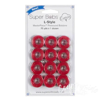 Super Bobs MasterPiece Cotton 70yd Prewound Bobbins 12ct L-Style Smart Alex