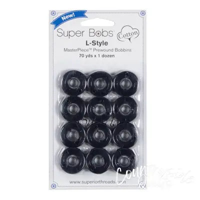 Super Bobs MasterPiece Cotton 70yd Prewound Bobbins 12ct L-Style Indigo